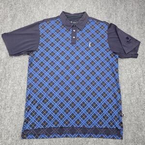 Adidas Golf Claret Jug Collection Polo Shirt Mens Medium Navy Argyle Longview